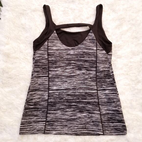Black White Tank Top Victoria's Secret VSX Size L Space Dye Stretch Sleeveless - Picture 10 of 10